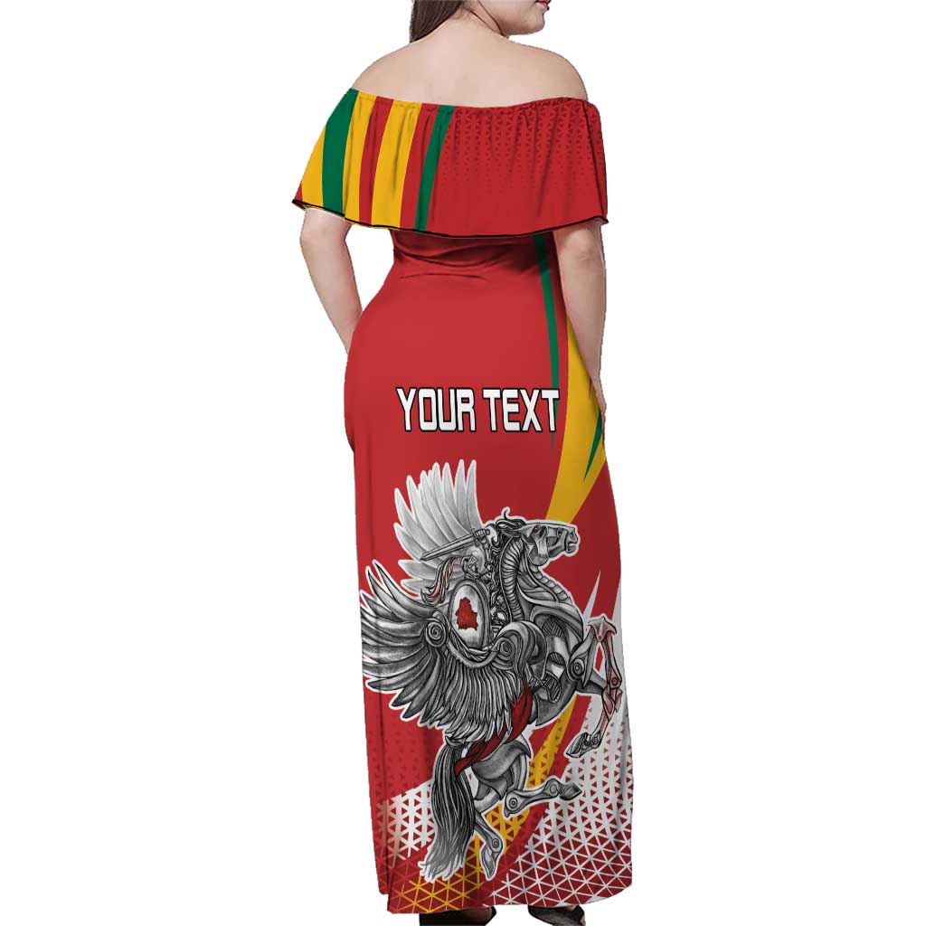 Personalized Lithuania Independence Day Family Matching Off Shoulder Maxi Dress and Hawaiian Shirt Lithuanian Vytis Swoosh - Wonder Print Shop