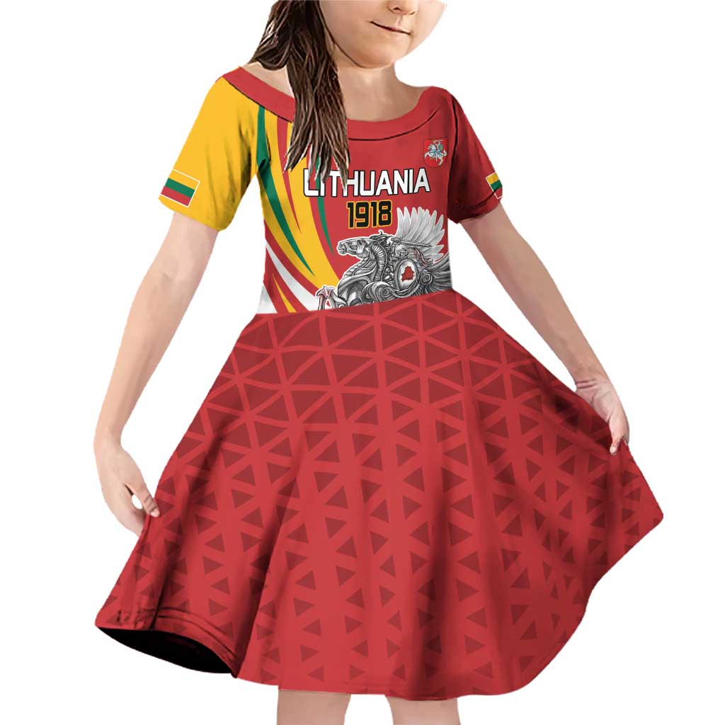 Personalized Lithuania Independence Day Family Matching Off Shoulder Short Dress and Hawaiian Shirt Lithuanian Vytis Swoosh - Wonder Print Shop