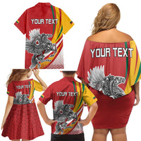 Personalized Lithuania Independence Day Family Matching Off Shoulder Short Dress and Hawaiian Shirt Lithuanian Vytis Swoosh - Wonder Print Shop