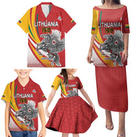 Personalized Lithuania Independence Day Family Matching Puletasi and Hawaiian Shirt Lithuanian Vytis Swoosh - Wonder Print Shop