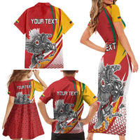 Personalized Lithuania Independence Day Family Matching Short Sleeve Bodycon Dress and Hawaiian Shirt Lithuanian Vytis Swoosh - Wonder Print Shop