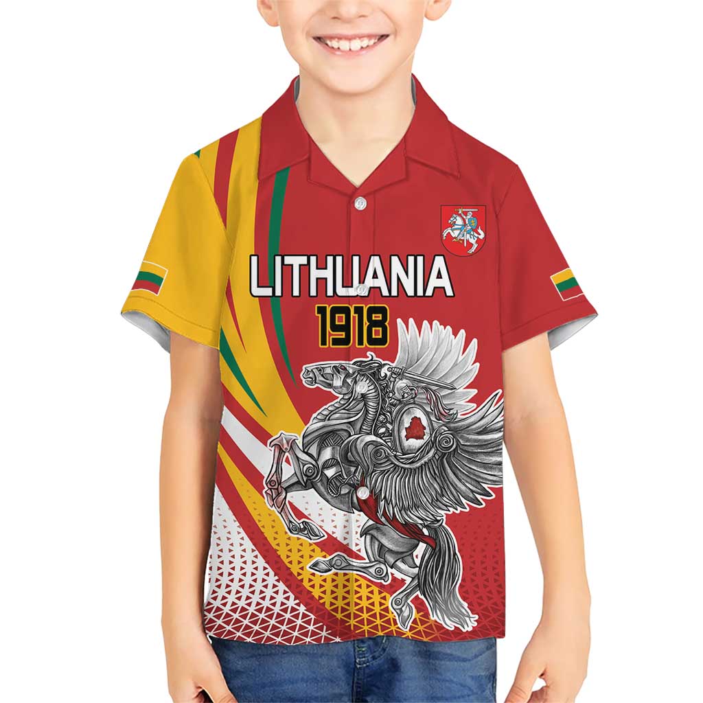 Personalized Lithuania Independence Day Family Matching Short Sleeve Bodycon Dress and Hawaiian Shirt Lithuanian Vytis Swoosh - Wonder Print Shop