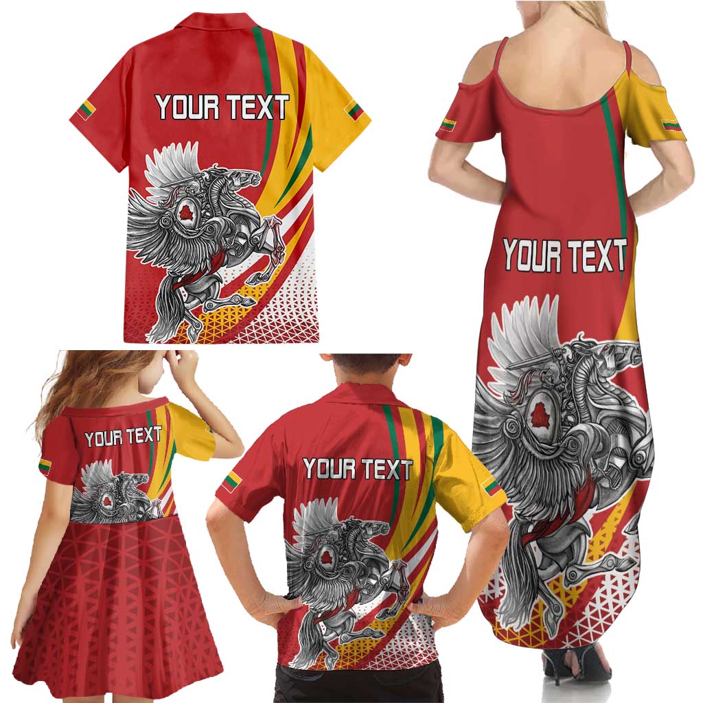 Personalized Lithuania Independence Day Family Matching Summer Maxi Dress and Hawaiian Shirt Lithuanian Vytis Swoosh - Wonder Print Shop