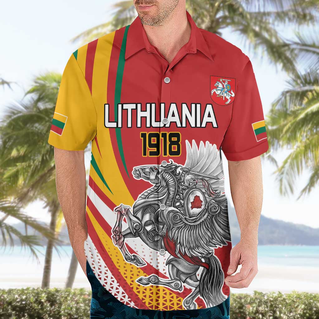Personalized Lithuania Independence Day Hawaiian Shirt Lithuanian Vytis Swoosh - Wonder Print Shop
