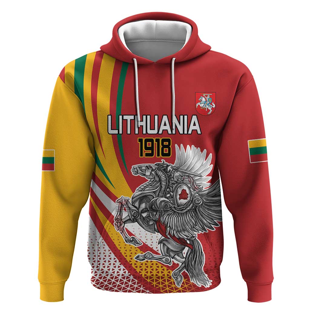 Personalized Lithuania Independence Day Hoodie Lithuanian Vytis Swoosh - Wonder Print Shop