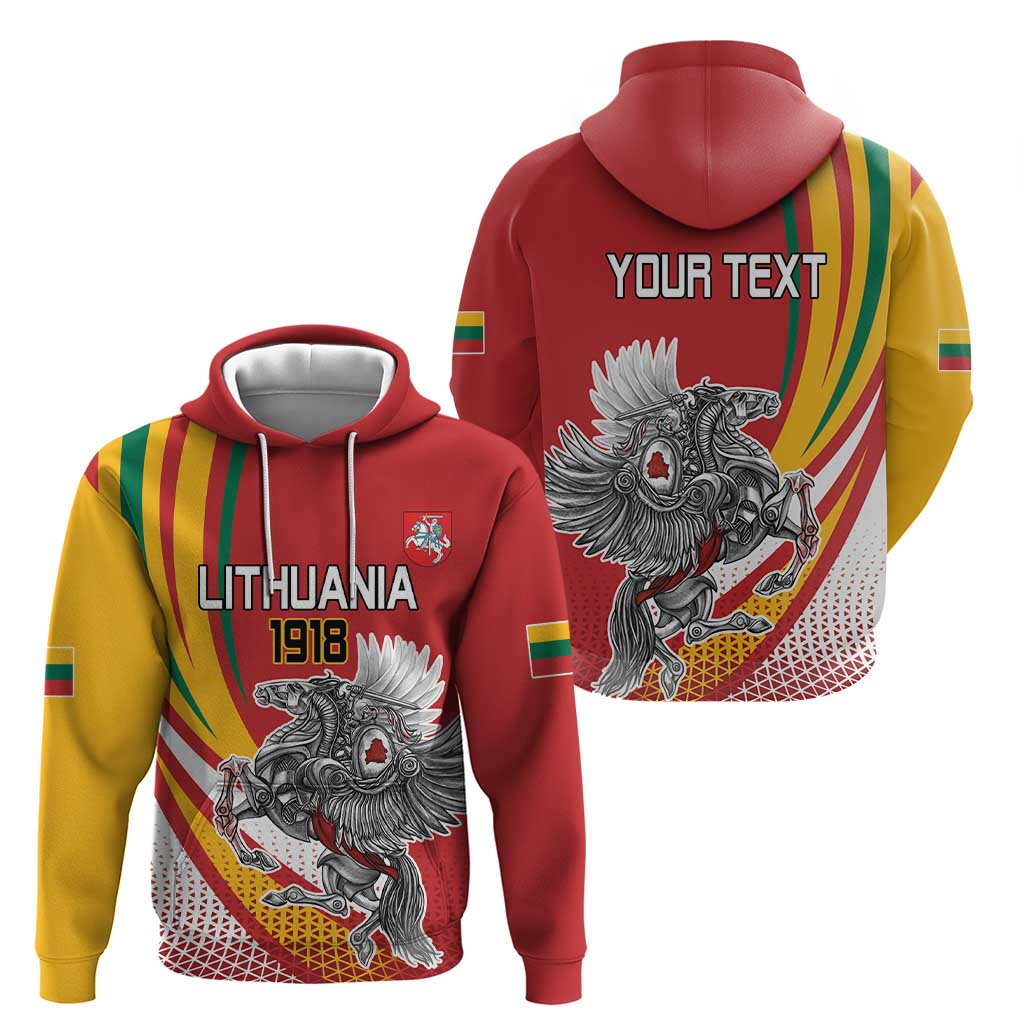 Personalized Lithuania Independence Day Hoodie Lithuanian Vytis Swoosh - Wonder Print Shop