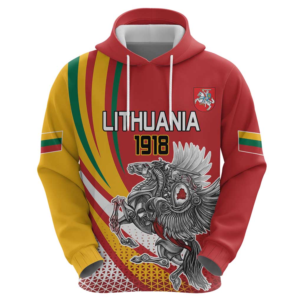 Personalized Lithuania Independence Day Hoodie Lithuanian Vytis Swoosh - Wonder Print Shop