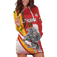 Personalized Lithuania Independence Day Hoodie Dress Lithuanian Vytis Swoosh - Wonder Print Shop