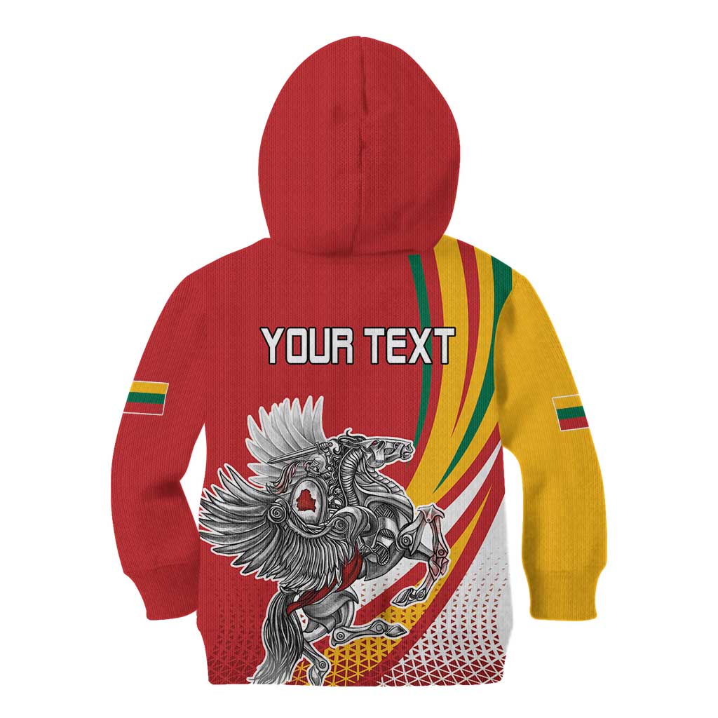 Personalized Lithuania Independence Day Kid Hoodie Lithuanian Vytis Swoosh - Wonder Print Shop