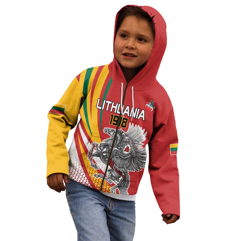 Personalized Lithuania Independence Day Kid Hoodie Lithuanian Vytis Swoosh - Wonder Print Shop
