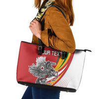 Personalized Lithuania Independence Day Leather Tote Bag Lithuanian Vytis Swoosh - Wonder Print Shop
