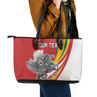 Personalized Lithuania Independence Day Leather Tote Bag Lithuanian Vytis Swoosh - Wonder Print Shop