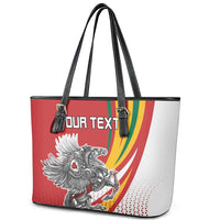 Personalized Lithuania Independence Day Leather Tote Bag Lithuanian Vytis Swoosh - Wonder Print Shop