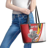 Personalized Lithuania Independence Day Leather Tote Bag Lithuanian Vytis Swoosh - Wonder Print Shop