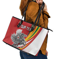 Personalized Lithuania Independence Day Leather Tote Bag Lithuanian Vytis Swoosh - Wonder Print Shop