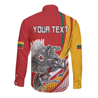 Personalized Lithuania Independence Day Long Sleeve Button Shirt Lithuanian Vytis Swoosh - Wonder Print Shop