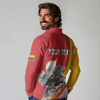 Personalized Lithuania Independence Day Long Sleeve Polo Shirt Lithuanian Vytis Swoosh - Wonder Print Shop