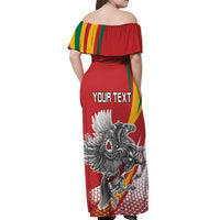 Personalized Lithuania Independence Day Off Shoulder Maxi Dress Lithuanian Vytis Swoosh - Wonder Print Shop