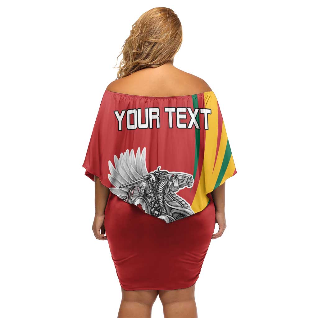 Personalized Lithuania Independence Day Off Shoulder Short Dress Lithuanian Vytis Swoosh - Wonder Print Shop