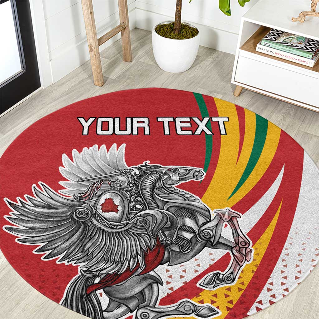 Personalized Lithuania Independence Day Round Carpet Lithuanian Vytis Swoosh