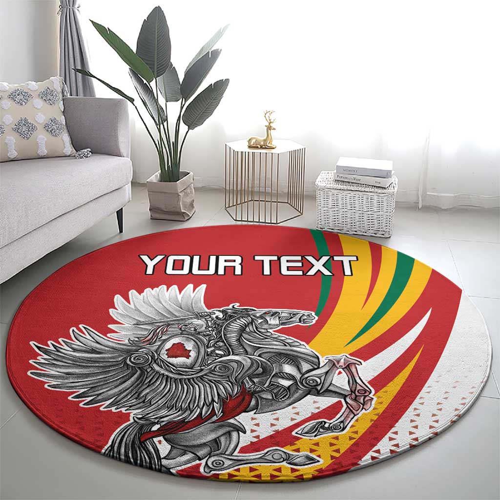 Personalized Lithuania Independence Day Round Carpet Lithuanian Vytis Swoosh