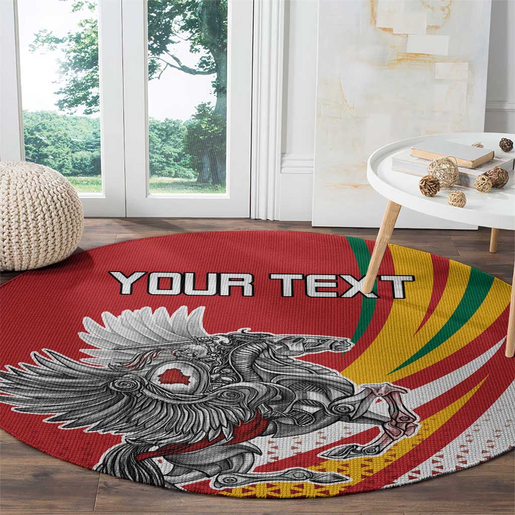 Personalized Lithuania Independence Day Round Carpet Lithuanian Vytis Swoosh