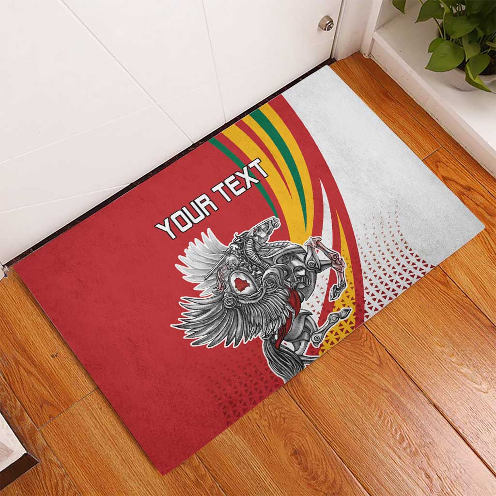Personalized Lithuania Independence Day Rubber Doormat Lithuanian Vytis Swoosh - Wonder Print Shop