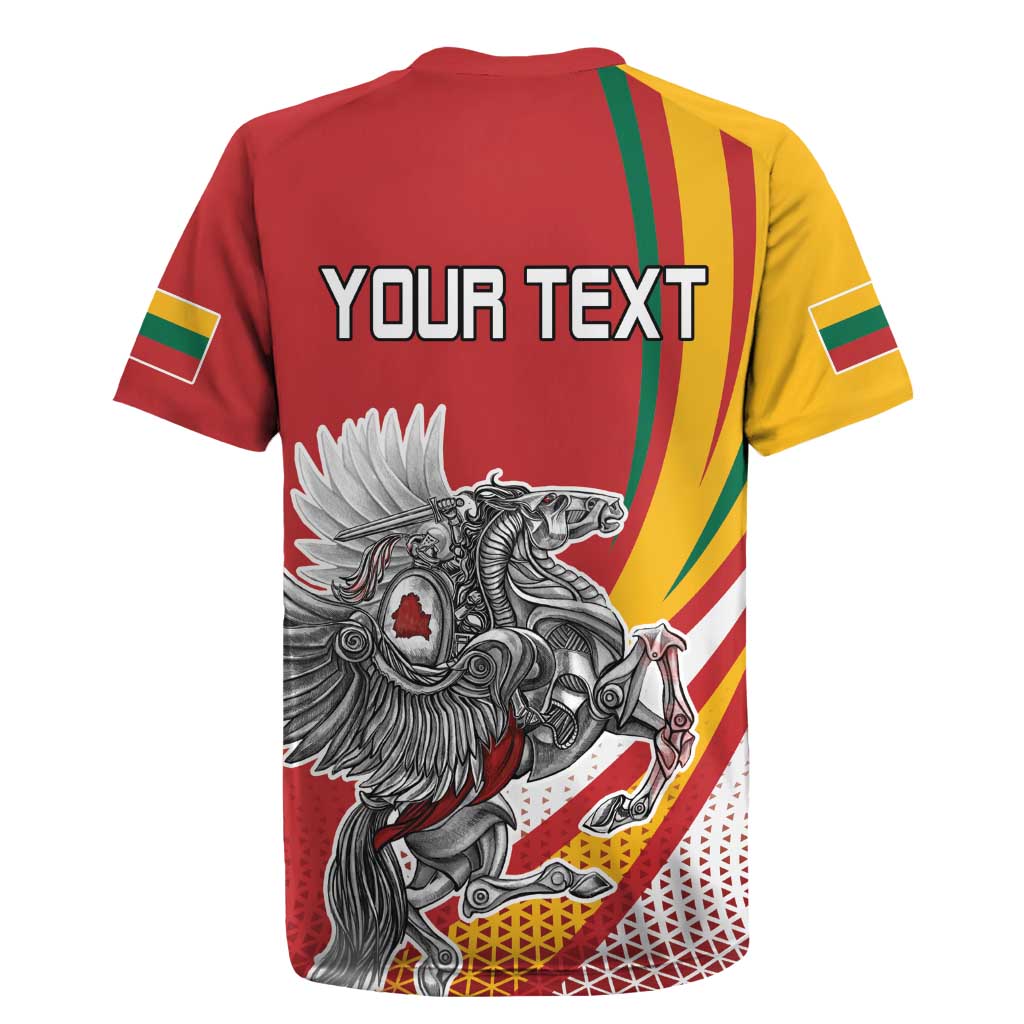 Personalized Lithuania Independence Day Rugby Jersey Lithuanian Vytis Swoosh - Wonder Print Shop