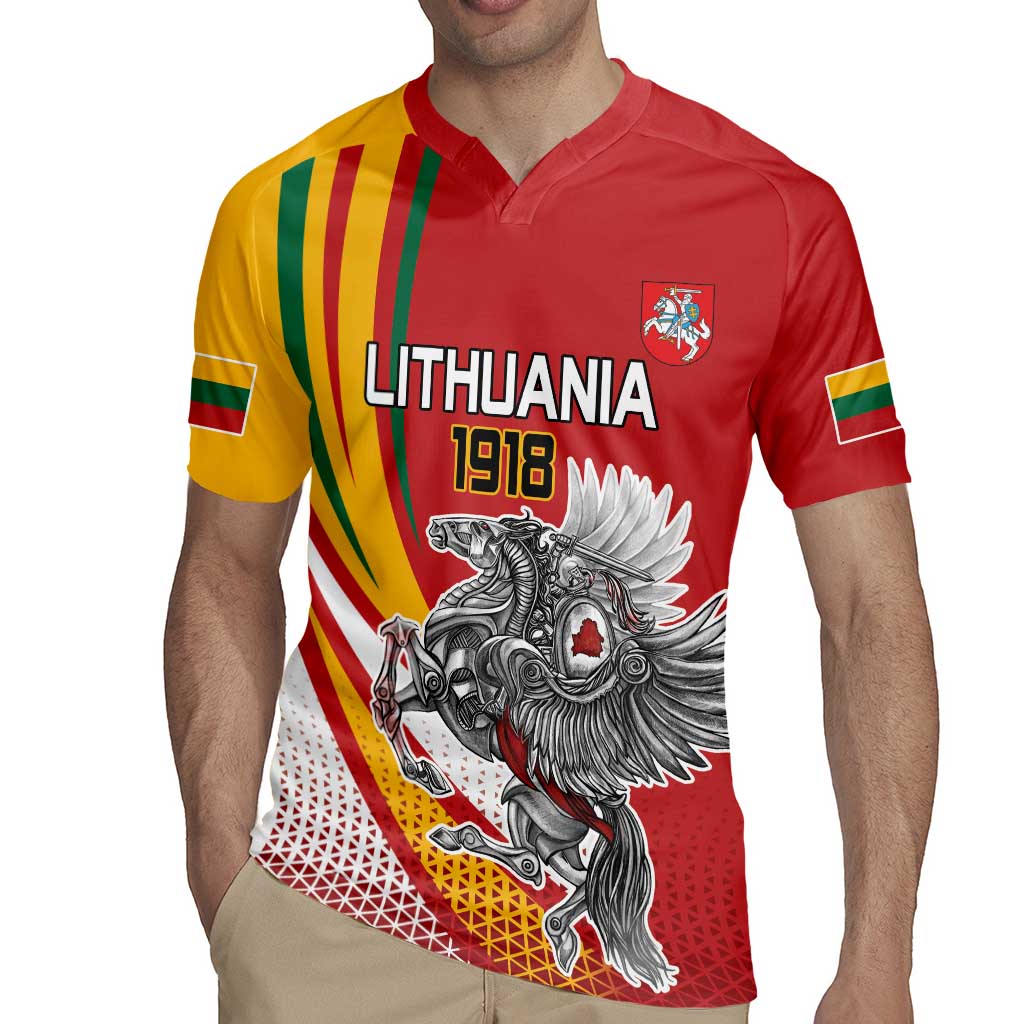 Personalized Lithuania Independence Day Rugby Jersey Lithuanian Vytis Swoosh - Wonder Print Shop