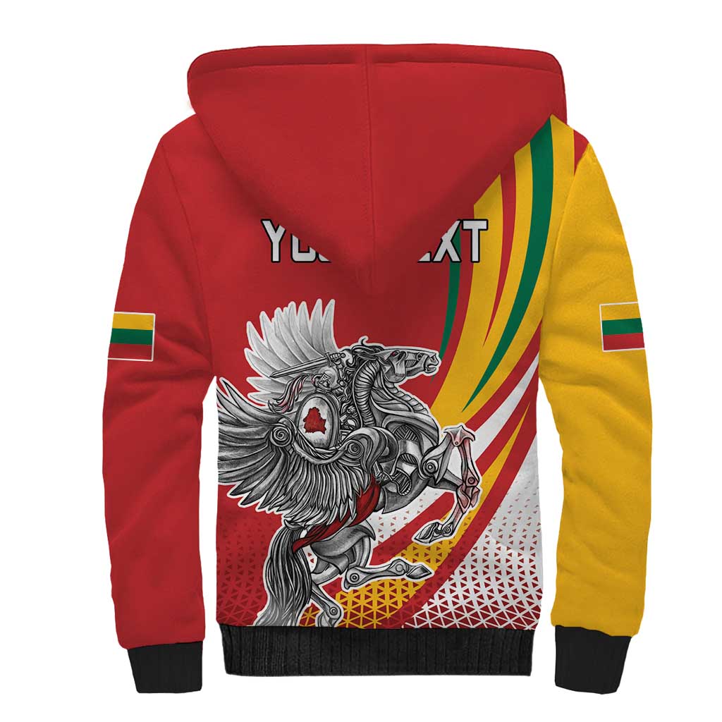 Personalized Lithuania Independence Day Sherpa Hoodie Lithuanian Vytis Swoosh - Wonder Print Shop