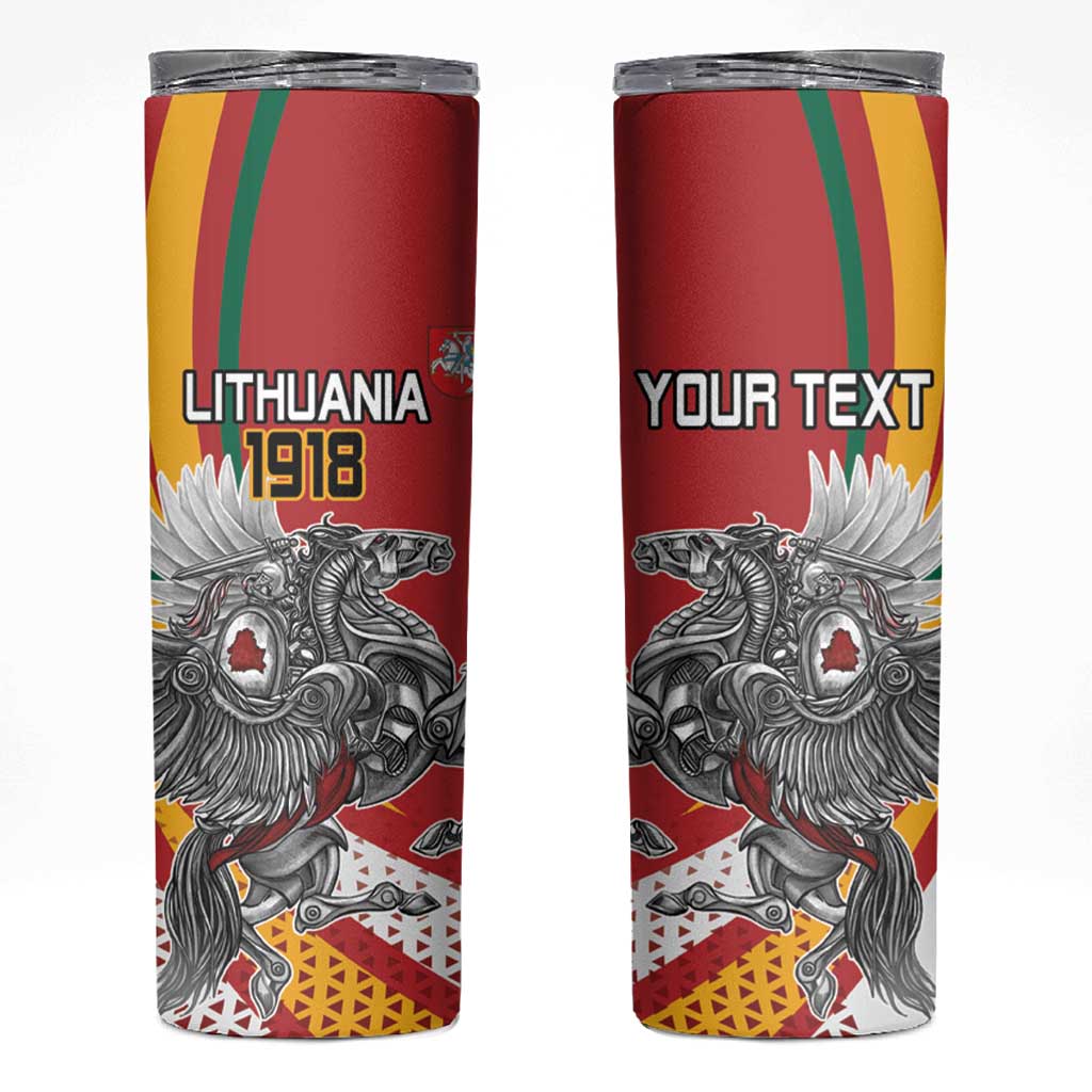 Personalized Lithuania Independence Day Skinny Tumbler Lithuanian Vytis Swoosh - Wonder Print Shop