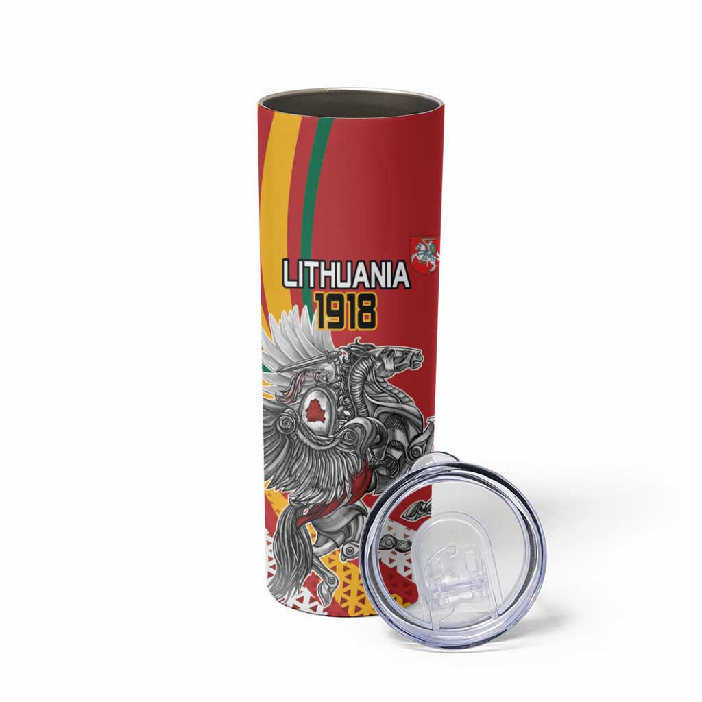 Personalized Lithuania Independence Day Skinny Tumbler Lithuanian Vytis Swoosh - Wonder Print Shop