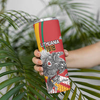 Personalized Lithuania Independence Day Skinny Tumbler Lithuanian Vytis Swoosh - Wonder Print Shop