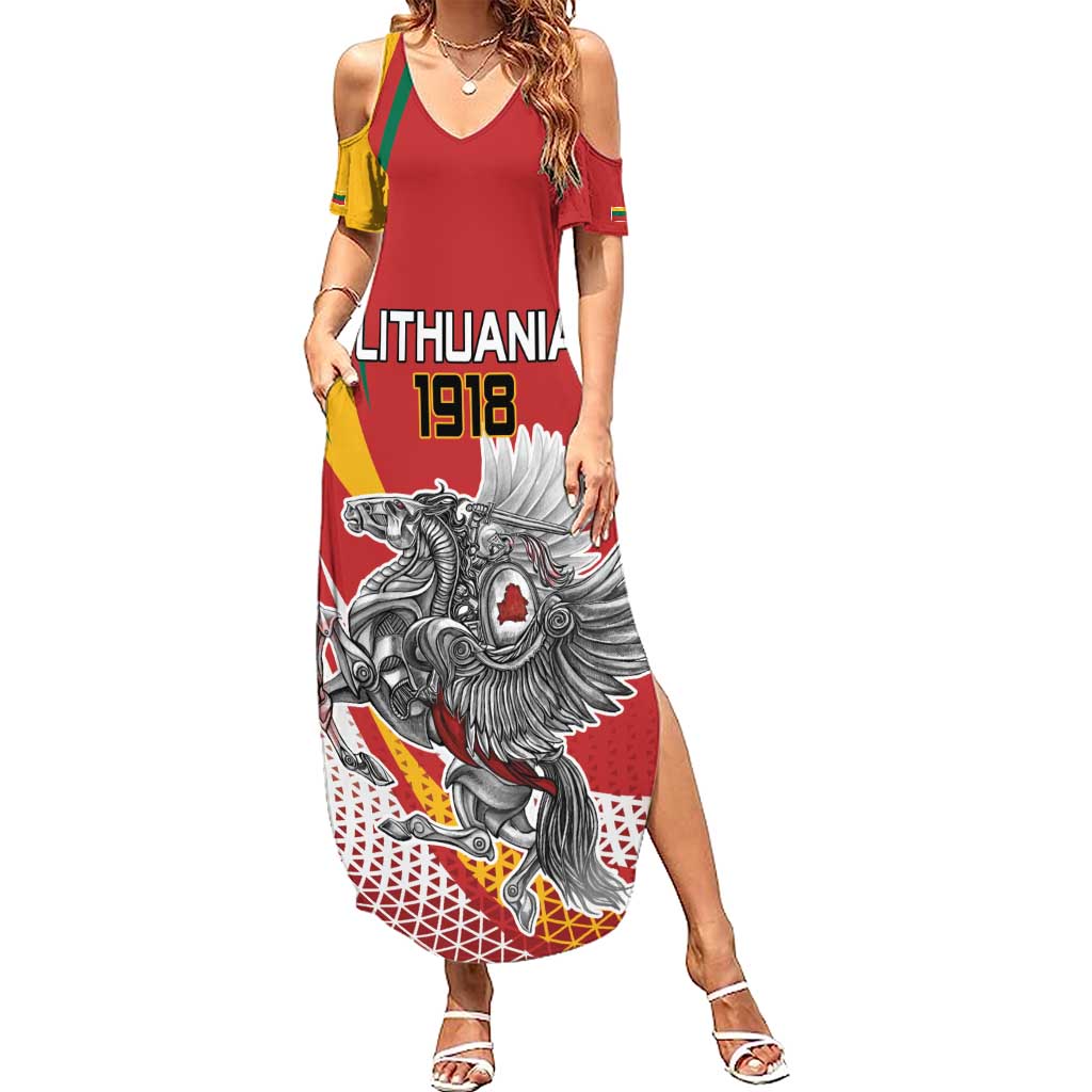 Personalized Lithuania Independence Day Summer Maxi Dress Lithuanian Vytis Swoosh - Wonder Print Shop