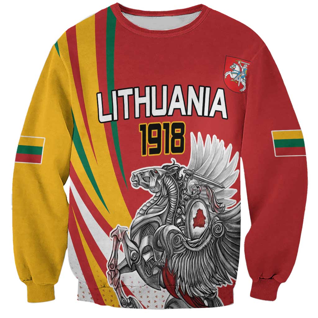 Personalized Lithuania Independence Day Sweatshirt Lithuanian Vytis Swoosh - Wonder Print Shop