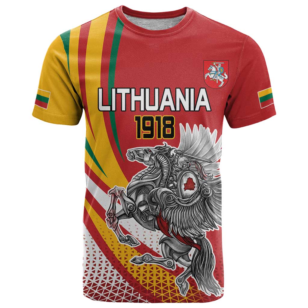 Personalized Lithuania Independence Day T Shirt Lithuanian Vytis Swoosh - Wonder Print Shop