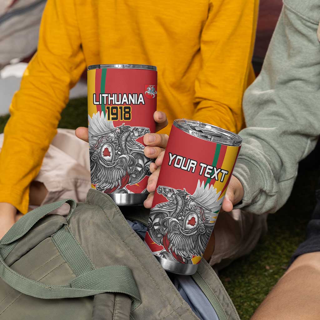 Personalized Lithuania Independence Day Tumbler Cup Lithuanian Vytis Swoosh - Wonder Print Shop