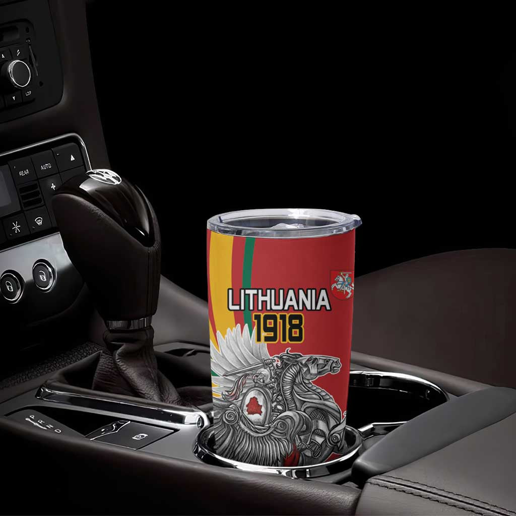 Personalized Lithuania Independence Day Tumbler Cup Lithuanian Vytis Swoosh - Wonder Print Shop