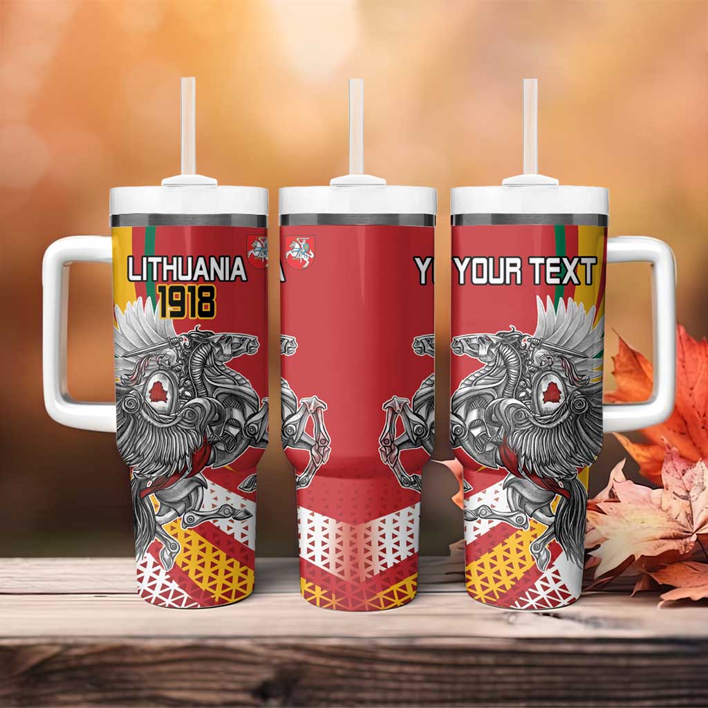 Personalized Lithuania Independence Day Tumbler With Handle Lithuanian Vytis Swoosh - Wonder Print Shop