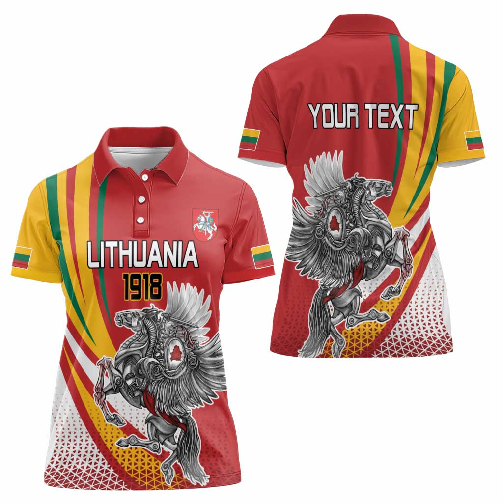 Personalized Lithuania Independence Day Women Polo Shirt Lithuanian Vytis Swoosh - Wonder Print Shop