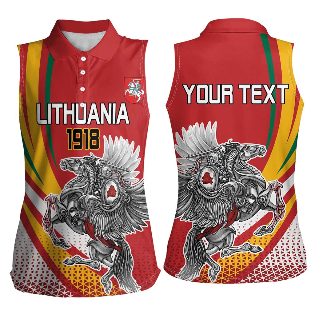 Personalized Lithuania Independence Day Women Sleeveless Polo Shirt Lithuanian Vytis Swoosh - Wonder Print Shop