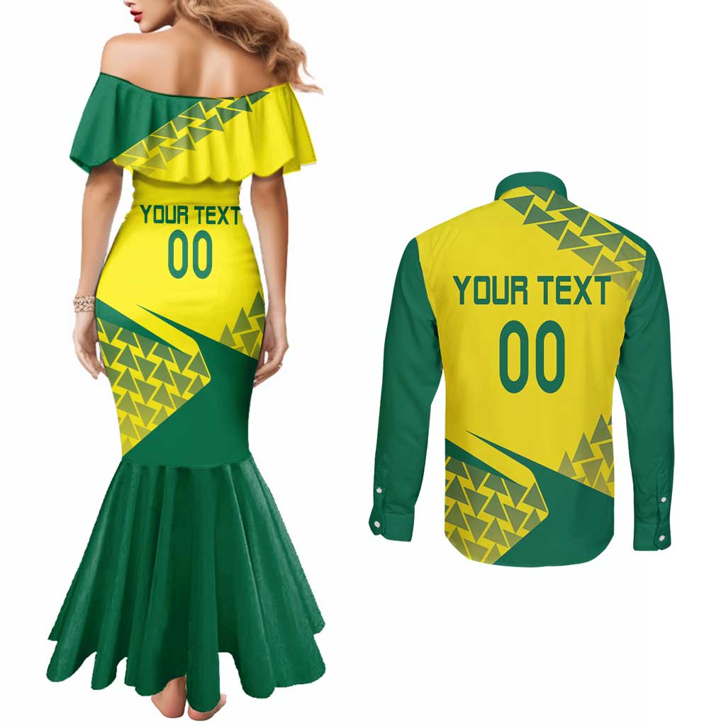 Custom Lithuania Volleyball Couples Matching Mermaid Dress and Long Sleeve Button Shirt Go Champion Sporty Style