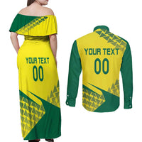 Custom Lithuania Volleyball Couples Matching Off Shoulder Maxi Dress and Long Sleeve Button Shirt Go Champion Sporty Style - Wonder Print Shop