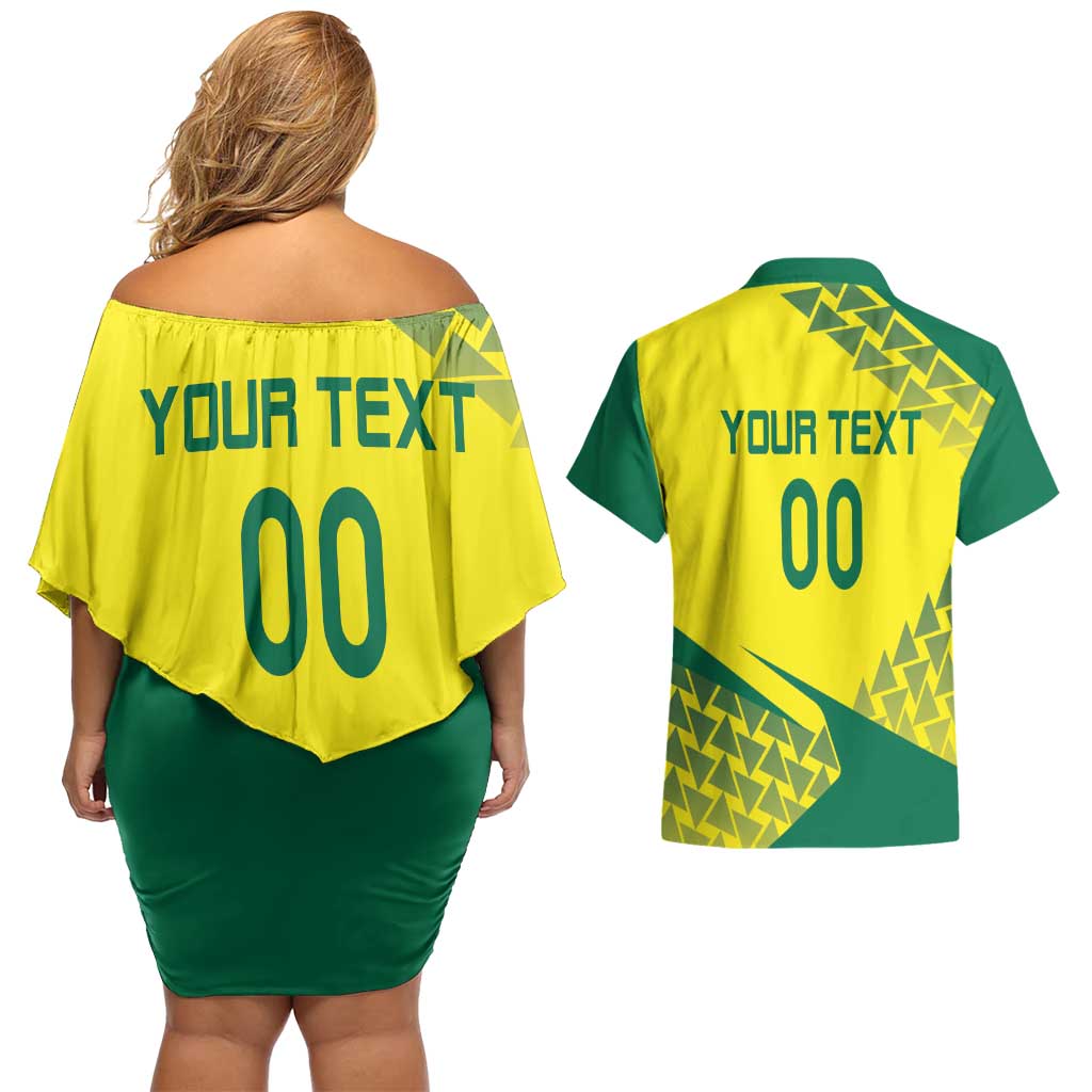 Custom Lithuania Volleyball Couples Matching Off Shoulder Short Dress and Hawaiian Shirt Go Champion Sporty Style - Wonder Print Shop