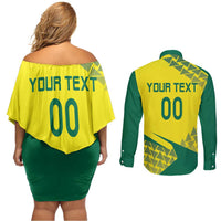 Custom Lithuania Volleyball Couples Matching Off Shoulder Short Dress and Long Sleeve Button Shirt Go Champion Sporty Style - Wonder Print Shop