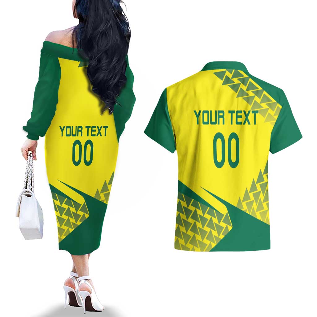 Custom Lithuania Volleyball Couples Matching Off The Shoulder Long Sleeve Dress and Hawaiian Shirt Go Champion Sporty Style - Wonder Print Shop