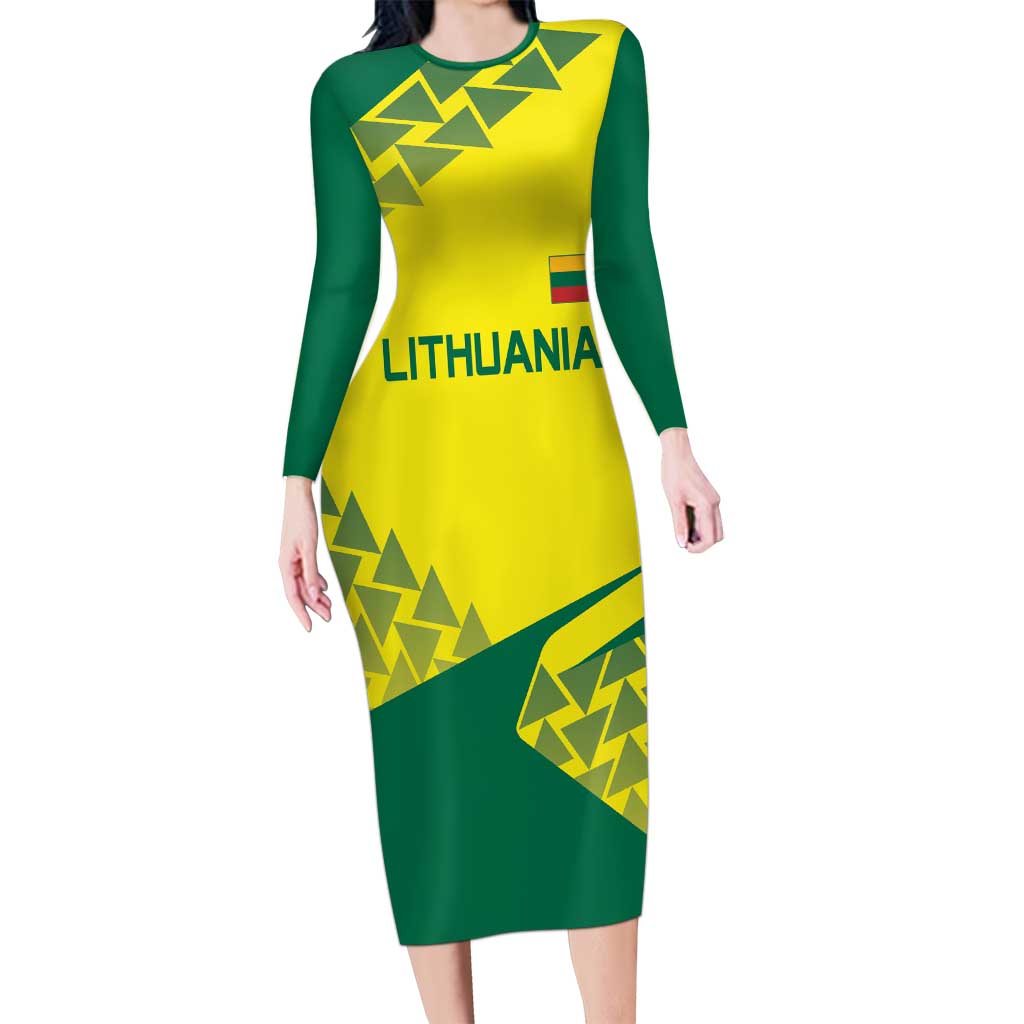 Custom Lithuania Volleyball Family Matching Long Sleeve Bodycon Dress and Hawaiian Shirt Go Champion Sporty Style - Wonder Print Shop
