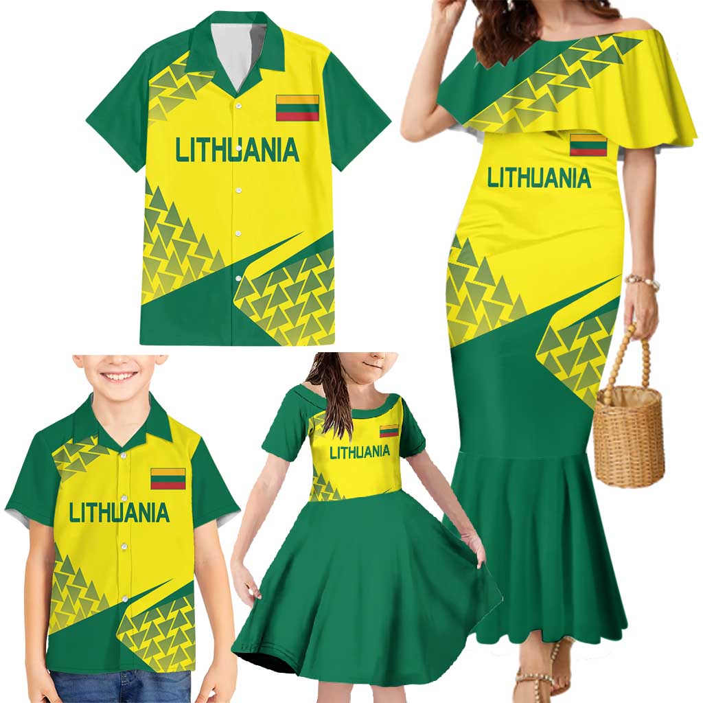 Custom Lithuania Volleyball Family Matching Mermaid Dress and Hawaiian Shirt Go Champion Sporty Style - Wonder Print Shop