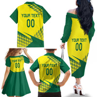 Custom Lithuania Volleyball Family Matching Off The Shoulder Long Sleeve Dress and Hawaiian Shirt Go Champion Sporty Style - Wonder Print Shop