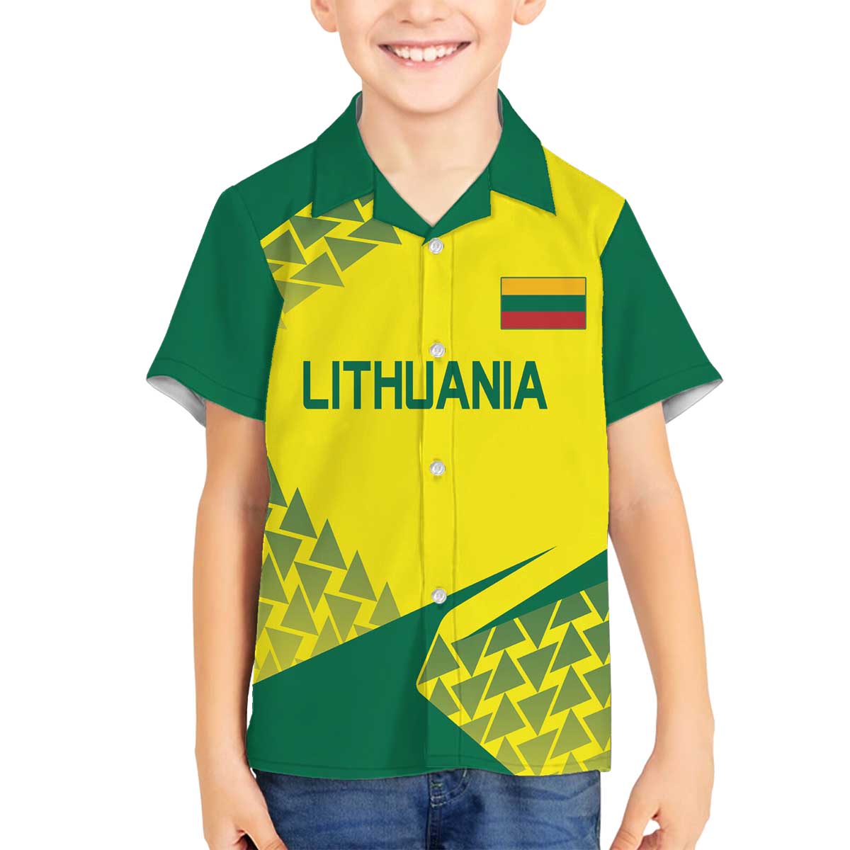 Custom Lithuania Volleyball Family Matching Off The Shoulder Long Sleeve Dress and Hawaiian Shirt Go Champion Sporty Style - Wonder Print Shop